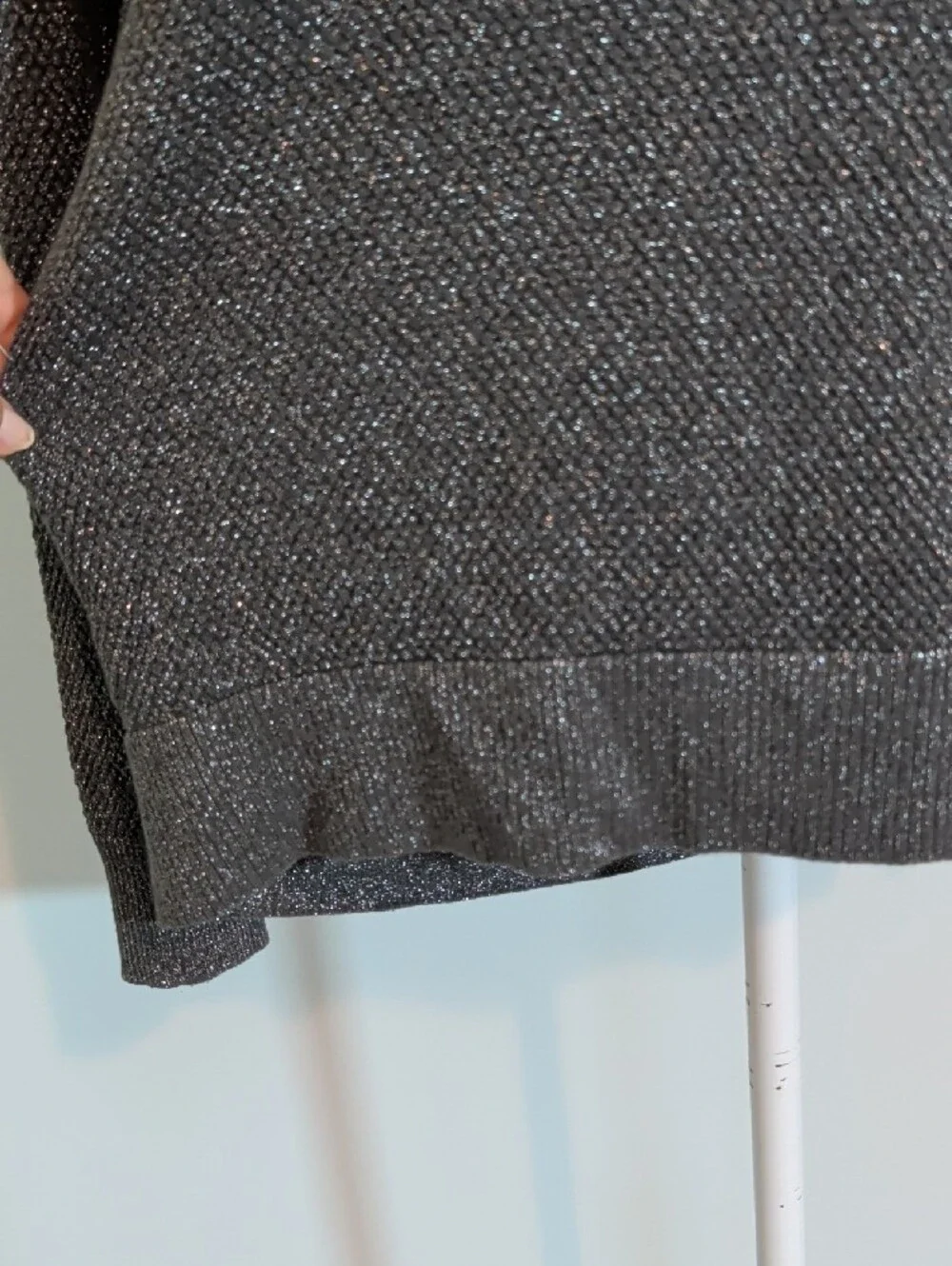 Michael Kors Black Metallic Knit Top long sleeve cold shoulder sleeve M